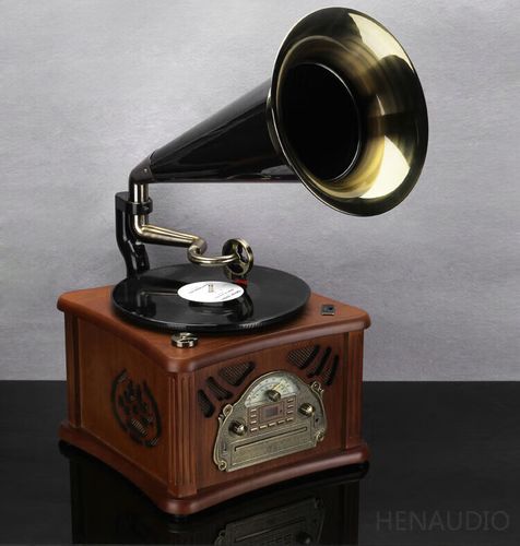 hkab黑胶唱片机留声机复古客厅欧式老式家用大喇叭唱片机电唱机多功能