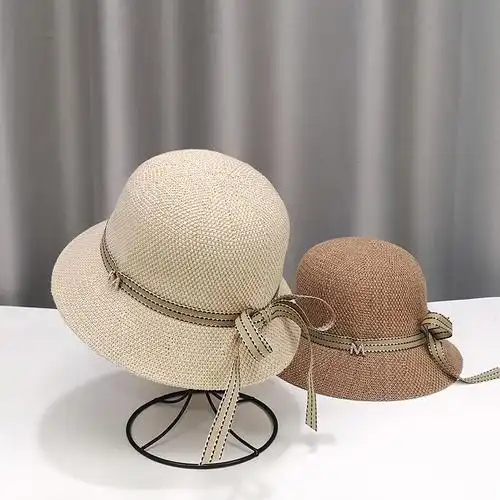 针织女士法国水钻优雅渔夫帽子春夏季遮阳防晒帽子