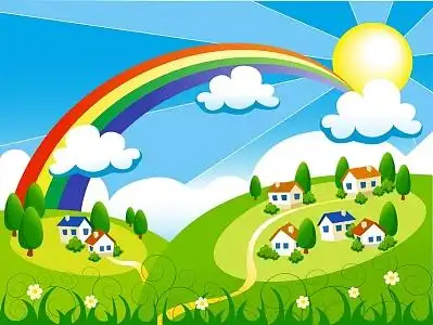 卡通房子草地背景素材_卡通房子草地背景图片下载_觅元素