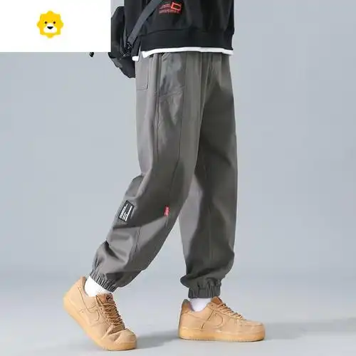 fishbasket束脚工装裤男款季胖子男装美式宽松休闲裤大码男生运动裤子