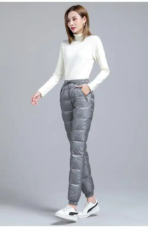 高品质羽绒裤裤女外穿时尚休闲加厚高腰显瘦冬冬季新款女士保暖棉裤酒