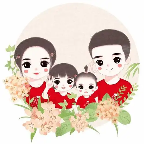 感受美好,一家三口,四口头像,微信全家福图片