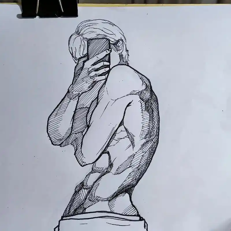 练习.#手绘 #线稿 #简笔画 #钢笔画 #肌肉 过年了吧啊 - 抖音