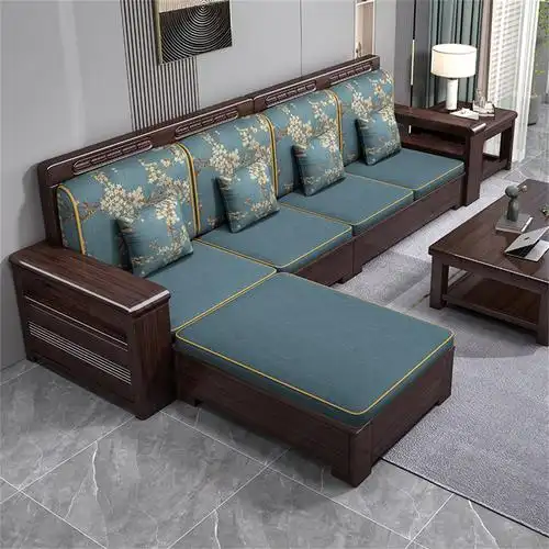 梵宜 新中式沙发紫金檀木冬夏两用轻奢高靠背储物客厅组合实木家具