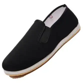 手工千层布鞋底传统布鞋透气布面中国风和尚僧鞋老人男单鞋 黑色方口