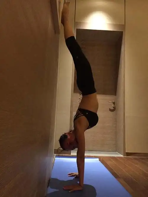 杨蓉晒倒立健身照 一展蜂腰纤腿好身材