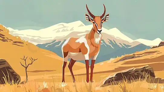 可爱的藏羚羊卡通动物插画