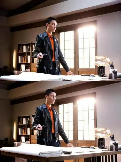 陈坤寸头发型干练帅气穿皮衣侧颜杀高级感翻倍太有型