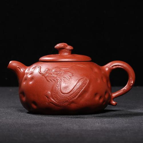 台湾回流老紫砂壶一厂大师陈国良大红袍朱泥全手工游龙龚春壶