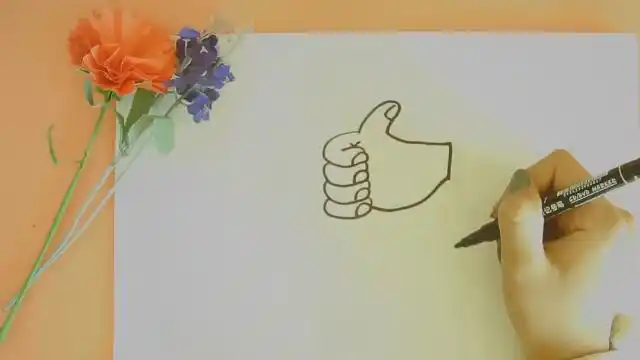 小胖孩树大拇指简笔画