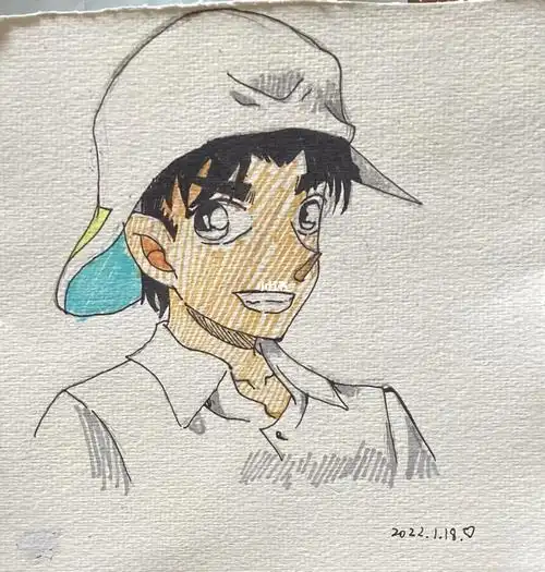 名侦探柯南临摹青山刚昌签绘