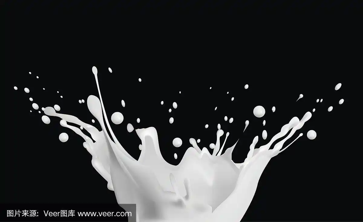 牛奶喷溅矢量插图上的黑色背景