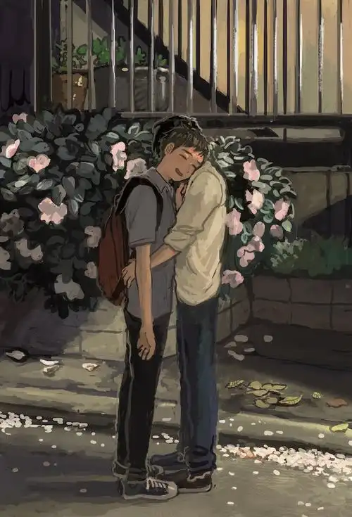 二次元#两个恋爱中的男孩子,这画面也太美了吧?