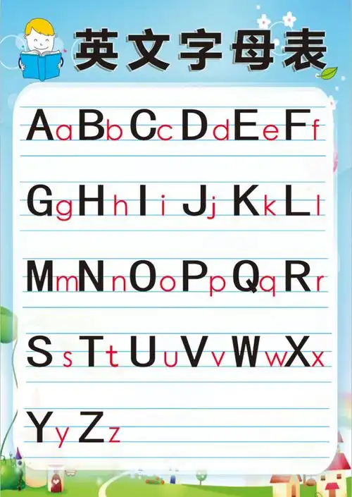 【精选】26个英文字母表墙贴小学生二十六个大小写字母表挂图一年级