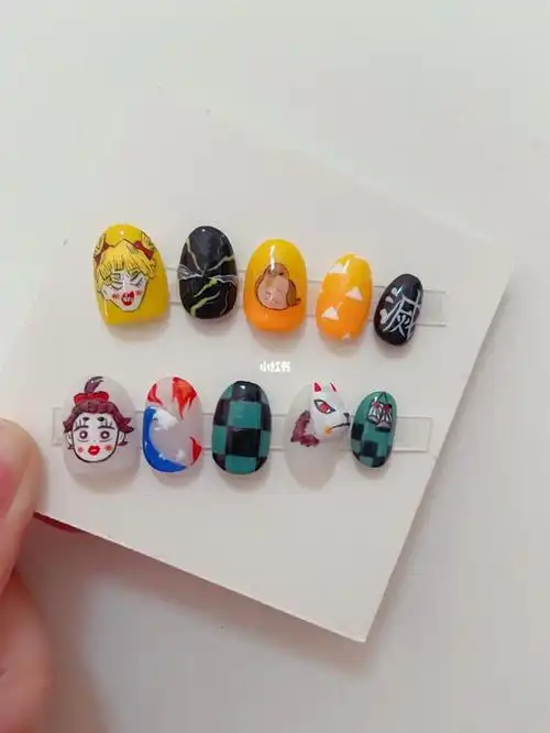 穿戴甲鬼灭之刃手绘美甲