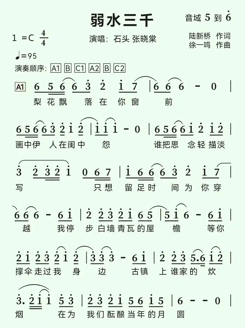 《弱水三千》竹笛简谱.很喜欢大鱼海棠里鼠婆说的一句话 :不要 - 抖音