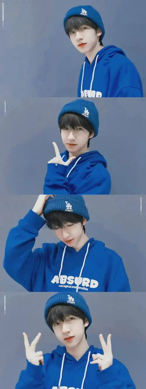 贺峻霖克莱因蓝卫衣随拍##贺峻霖蓝色系随拍