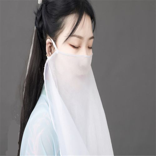 古风汉服面纱纯色面纱女古风遮脸半透头饰百搭配饰飘逸防晒蒙面巾