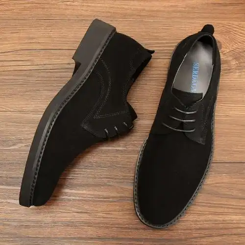 皮鞋 英伦潮流厚底磨砂皮休闲男鞋 商务真皮工装 男士 翻毛皮反绒皮鞋