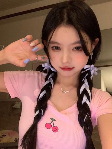 发夹绑发飘带甜美少女发饰编发夹双马尾扎发绳韩式头饰 蓝色(一对装)