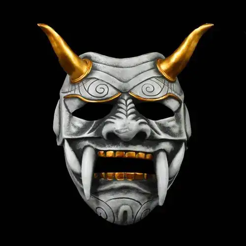 日式赤般若cos恐怖全脸面具日本鬼脸獠牙树脂万圣节道具挂摆件男