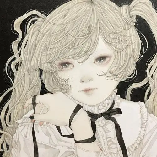 一组唯美病娇感十足的人像绘画