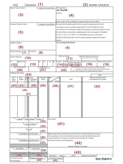 一张图教你看懂空运提单空运提单制单说明