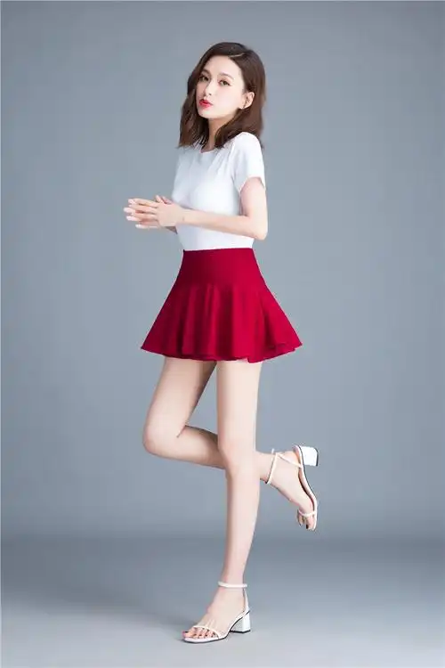 尚然乐超短裙性感齐小短裙迷你半身裙秋雪纺蓬蓬裙女学生无安全a字