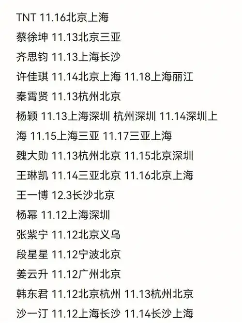 明星行程  #tnt时代少年团  #蔡徐坤 #王一博