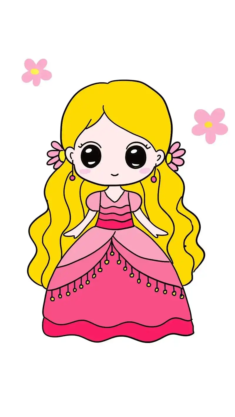 公主简笔画#爱画画的小朋友 #可爱小女孩的画法 #跟我一起学 - 抖音