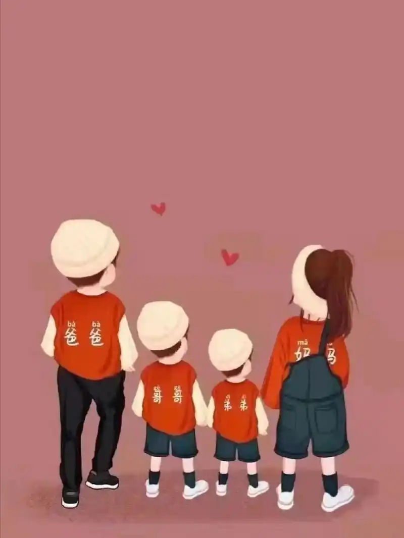 一家四口背景图手机壁纸