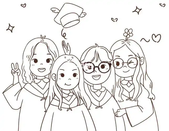 毕业简笔画一步一步