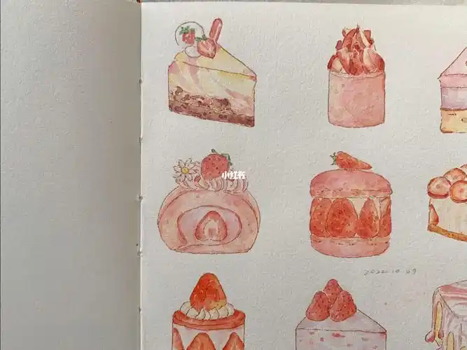 钢笔淡彩甜品绘画过程