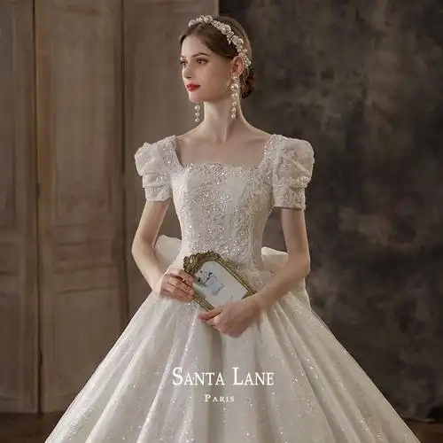 婚纱2022夏季新款气质新娘复古森系超仙梦幻欧式重工齐地拖尾婚