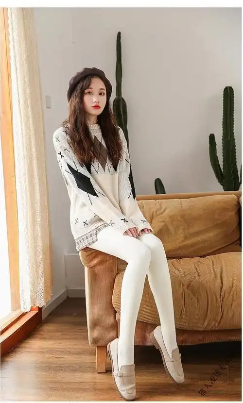 猫人miiow精品初中生中学生高中生白色连裤袜舞蹈袜成人学生少女秋冬