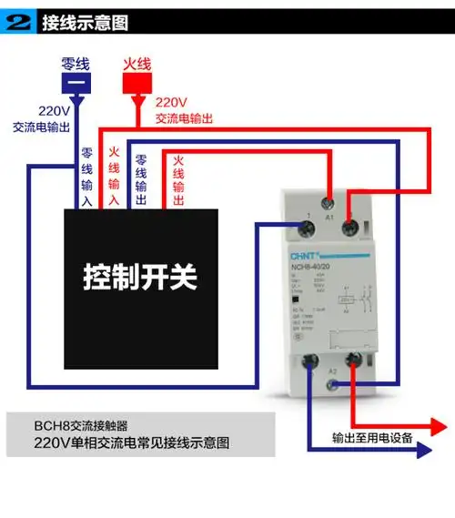 正泰家用小型单相交流接触器220v导轨式nch84020二常开