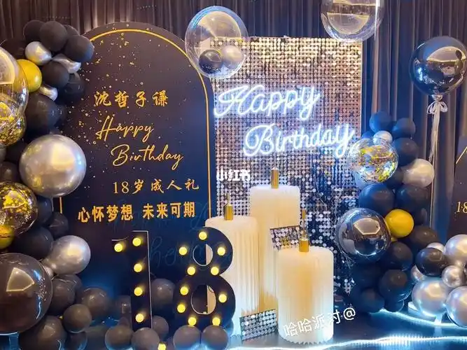 男孩子黑金色系～18岁生日派对95#生日派对布置  #18岁成人礼