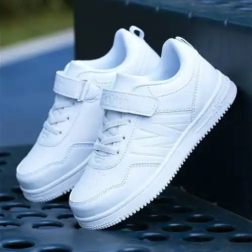 男童白色运动鞋女童白鞋中大童鞋透气男孩儿童小白鞋秋春季小学生