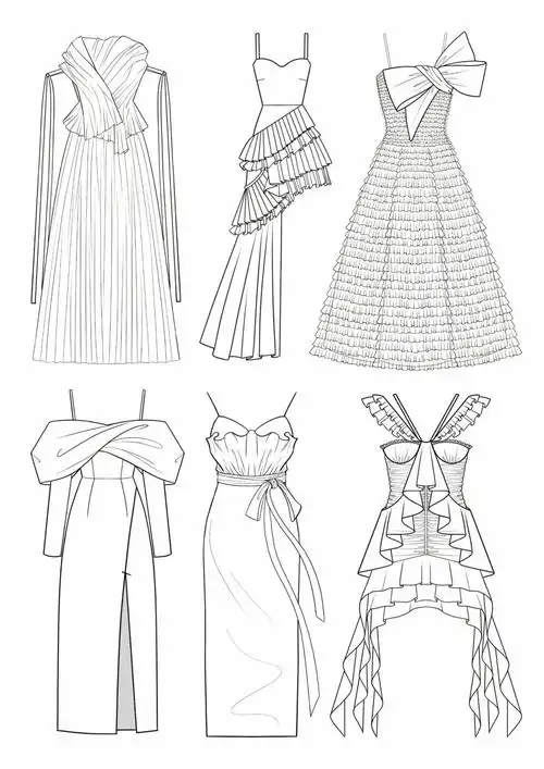 【服装设计】连衣裙款式图2⃣️