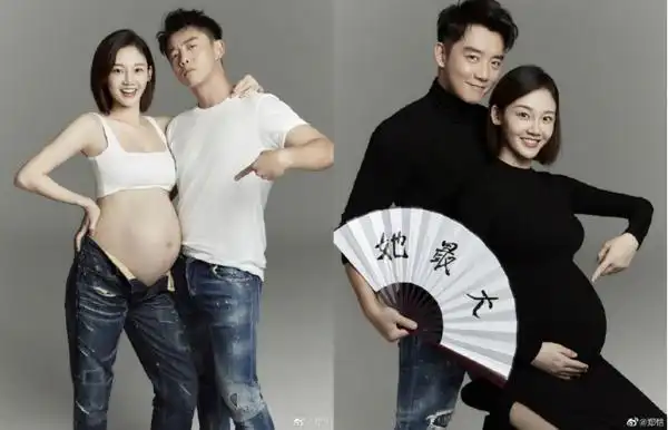 "照片中,苗苗挺着孕肚,四肢纤细,状态超好,这也是郑恺宣布结婚及