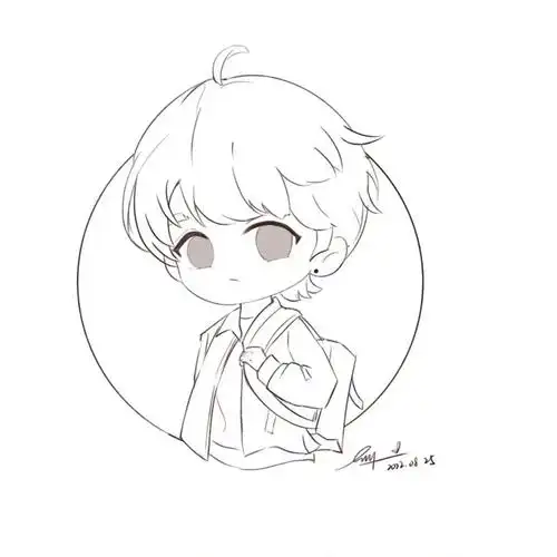 阿肯绘打卡第3天q版男生头像线稿