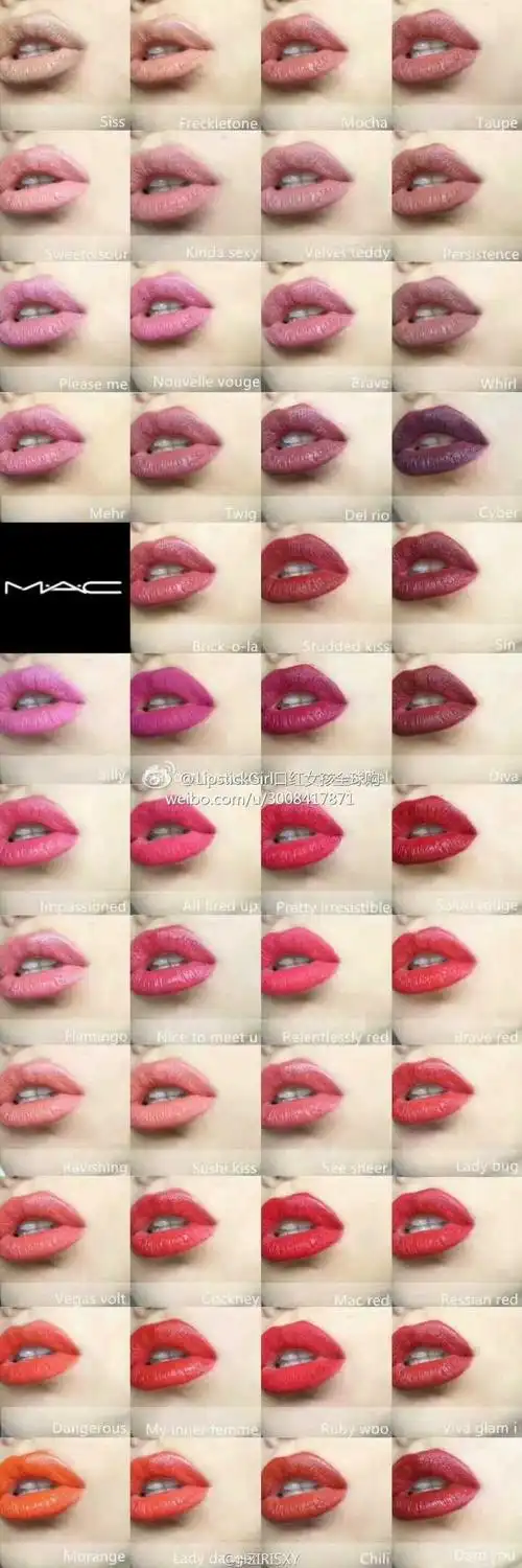 求教:mac口红所有色号的中文译文是什么啊?