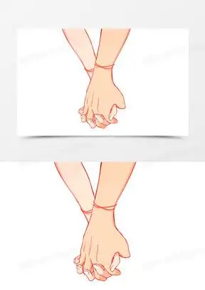 卡通手绘恋人牵手手部特写免抠元素