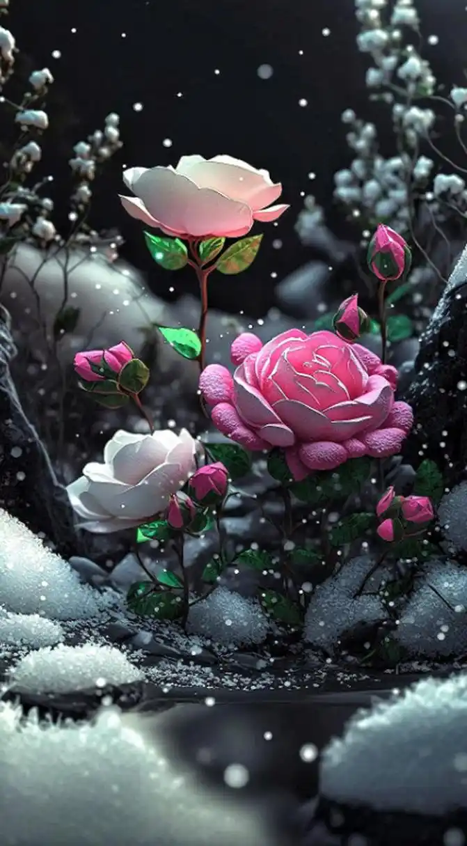 高清治愈美图分享:唯美雪里花花  人要学会满足, 简单的生活也可以很