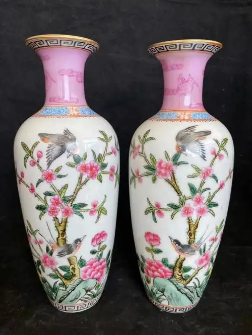 清三代瓷器花鸟瓶开门大货保真保老