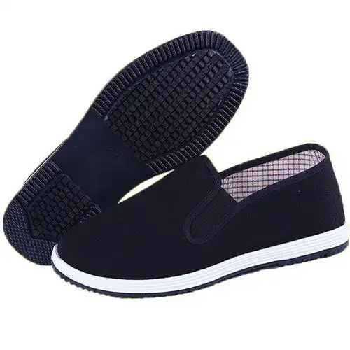 牛筋底老北京黑布鞋男女防滑橡胶底一脚蹬黑布鞋黑布鞋3737