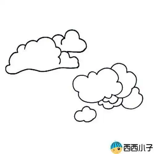 天空和白云的简笔画