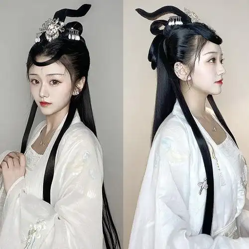嫦娥影视同款假发包造型唐风珂子裙发髻发型古风汉服假发女古装