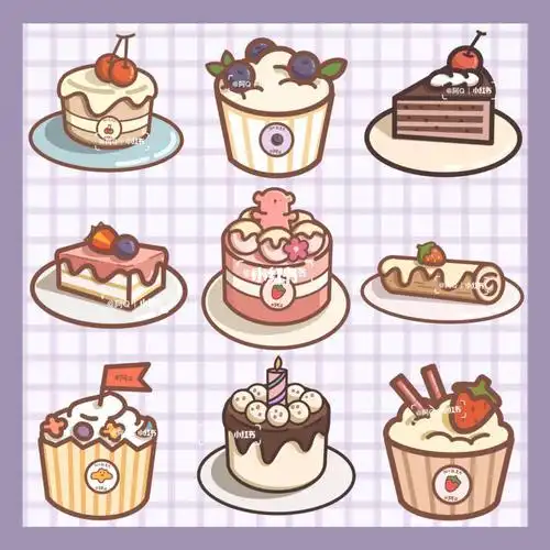 素材手帐简笔画素材甜品小甜点简笔画简笔画甜点上色签字笔铅笔彩铅简