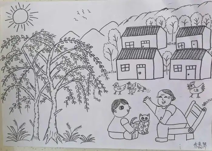 简笔画简笔画画家乡手抄报家乡的手抄报简笔画家乡的变化幼儿简笔画